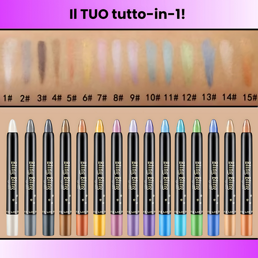 🔥 ColorTwist™: Set 15 Matite Occhi 5-in-1 Colorate & Glitter Waterproof