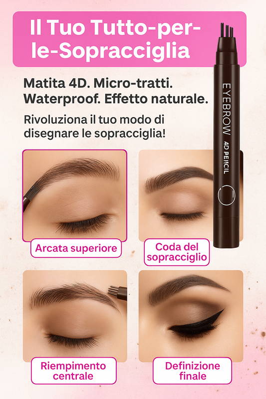 🔥 MicroBrow™: Set 5 Matite Sopracciglia Ultra Sottili Twist - Effetto Microblanding Waterproof